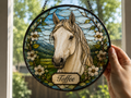 Personalized Horse Portrait Stained Glass Suncatcher