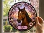Personalized Horse Portrait Stained Glass Suncatcher