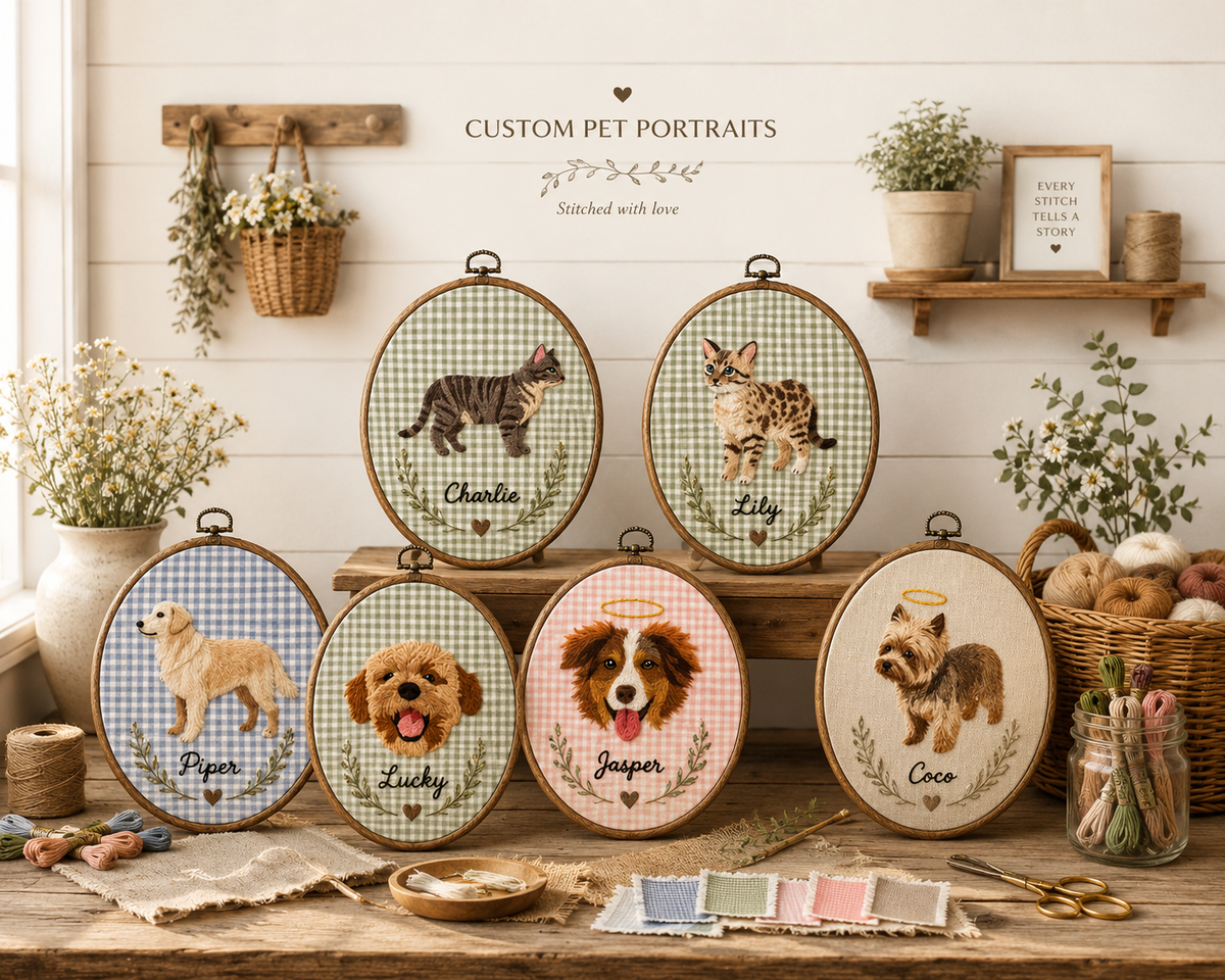 Personalized Embroidery Memorial Dog Portrait in Hoop