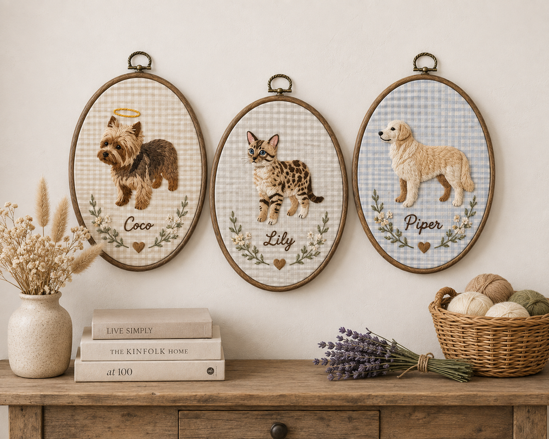 Personalized Embroidery Memorial Dog Portrait in Hoop