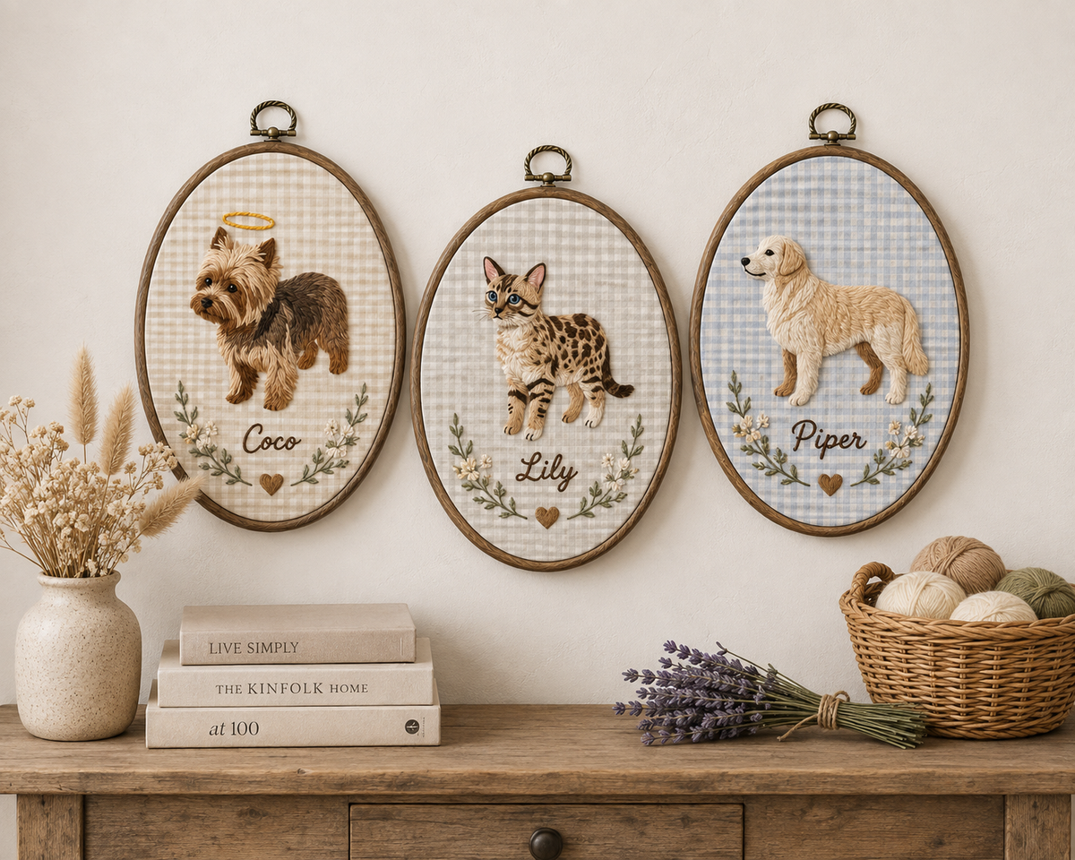 Personalized Embroidery Memorial Dog Portrait in Hoop