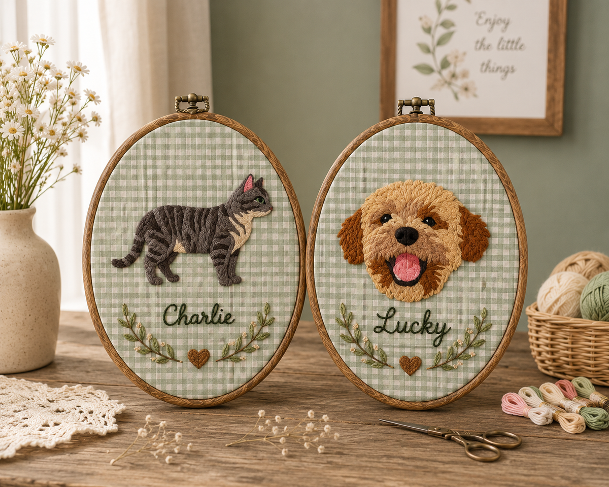 Personalized Embroidery Memorial Dog Portrait in Hoop