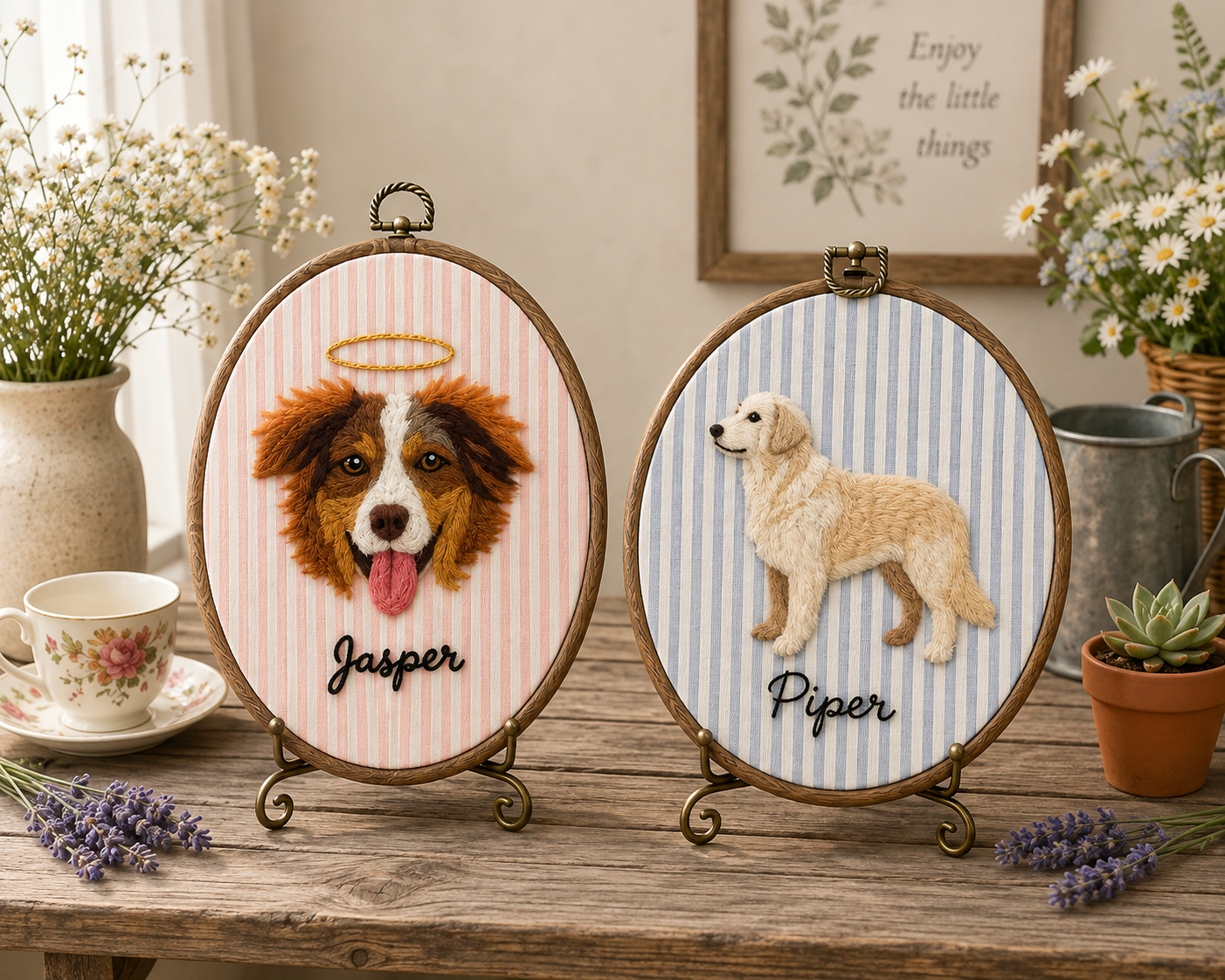 Personalized Embroidery Memorial Dog Portrait in Hoop