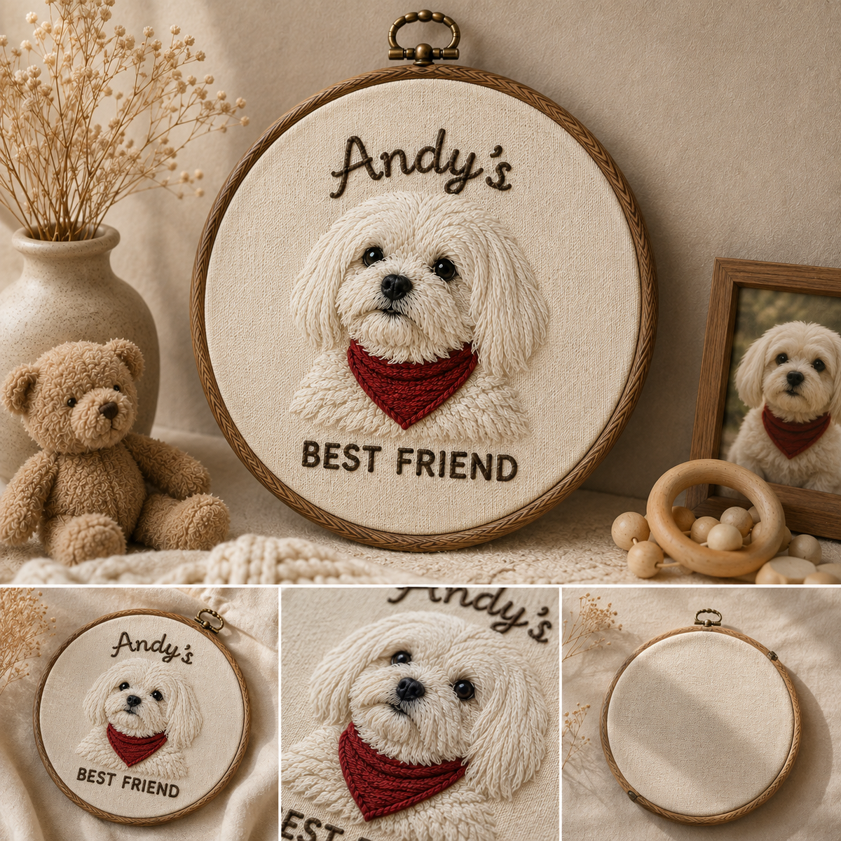 Custom Embroidered Dog Portrait Hoop