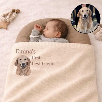Personalized Baby Knit Blanket with Pet Portrait
