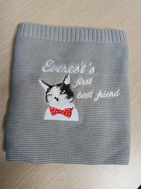 Personalized Baby Knit Blanket with Pet Portrait