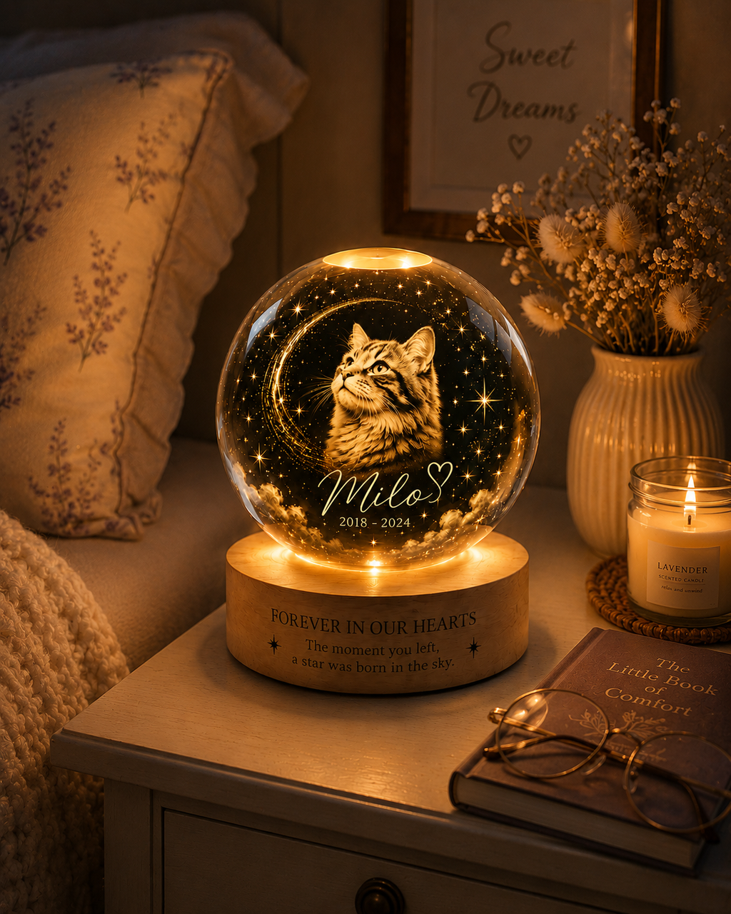 Personalized Cat Portrait Crystal Ball Night Light