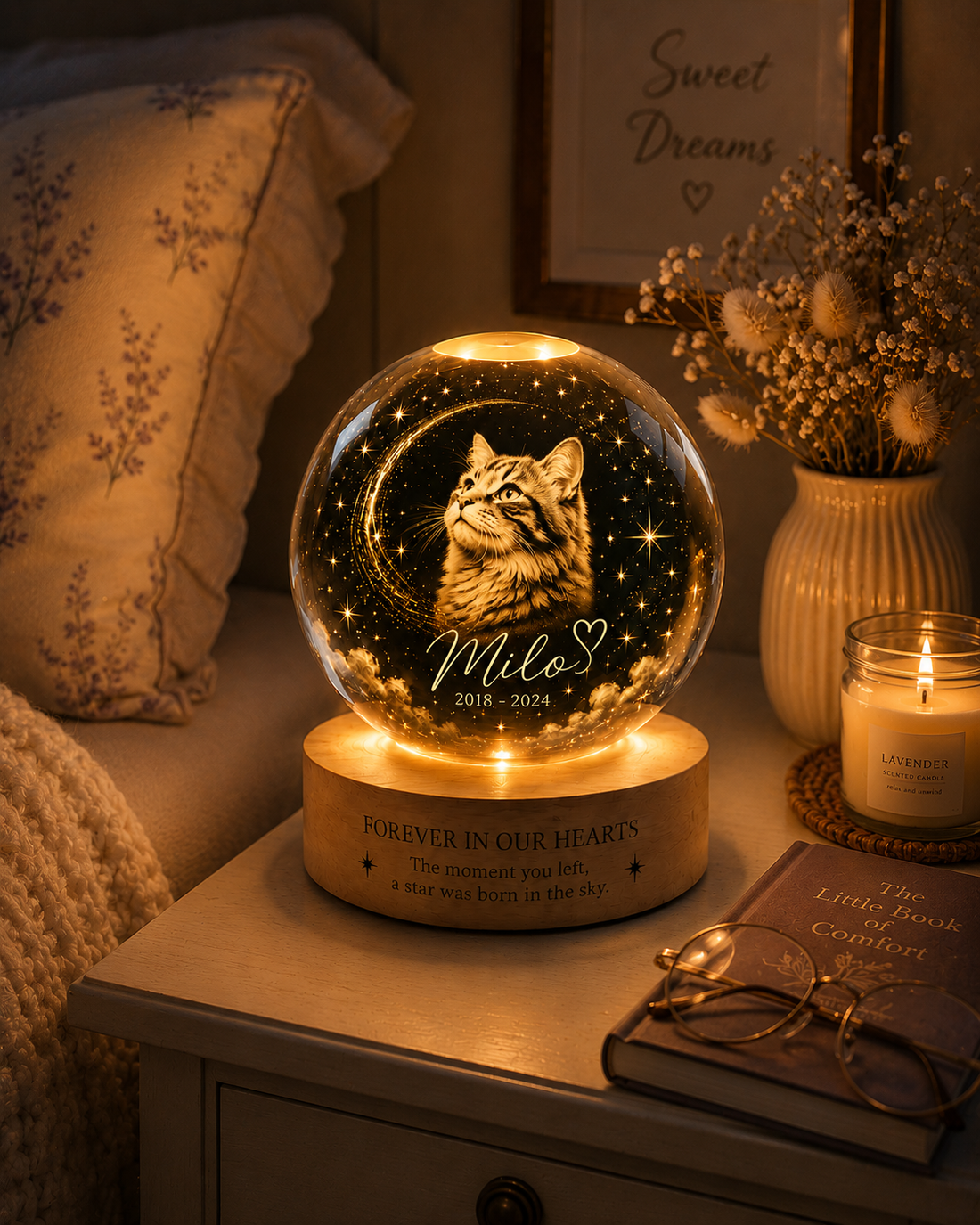 Personalized Cat Portrait Crystal Ball Night Light
