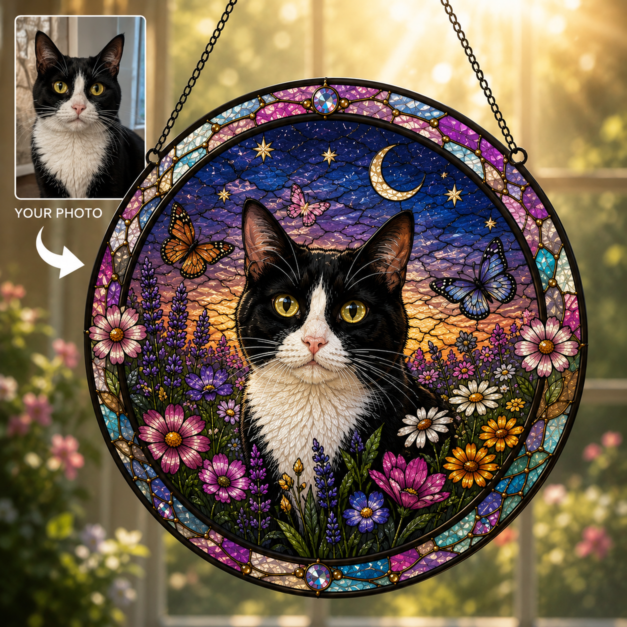 Custom Pet Portrait Stained Glass Suncatcher