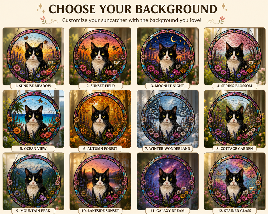 Custom Pet Portrait Stained Glass Suncatcher