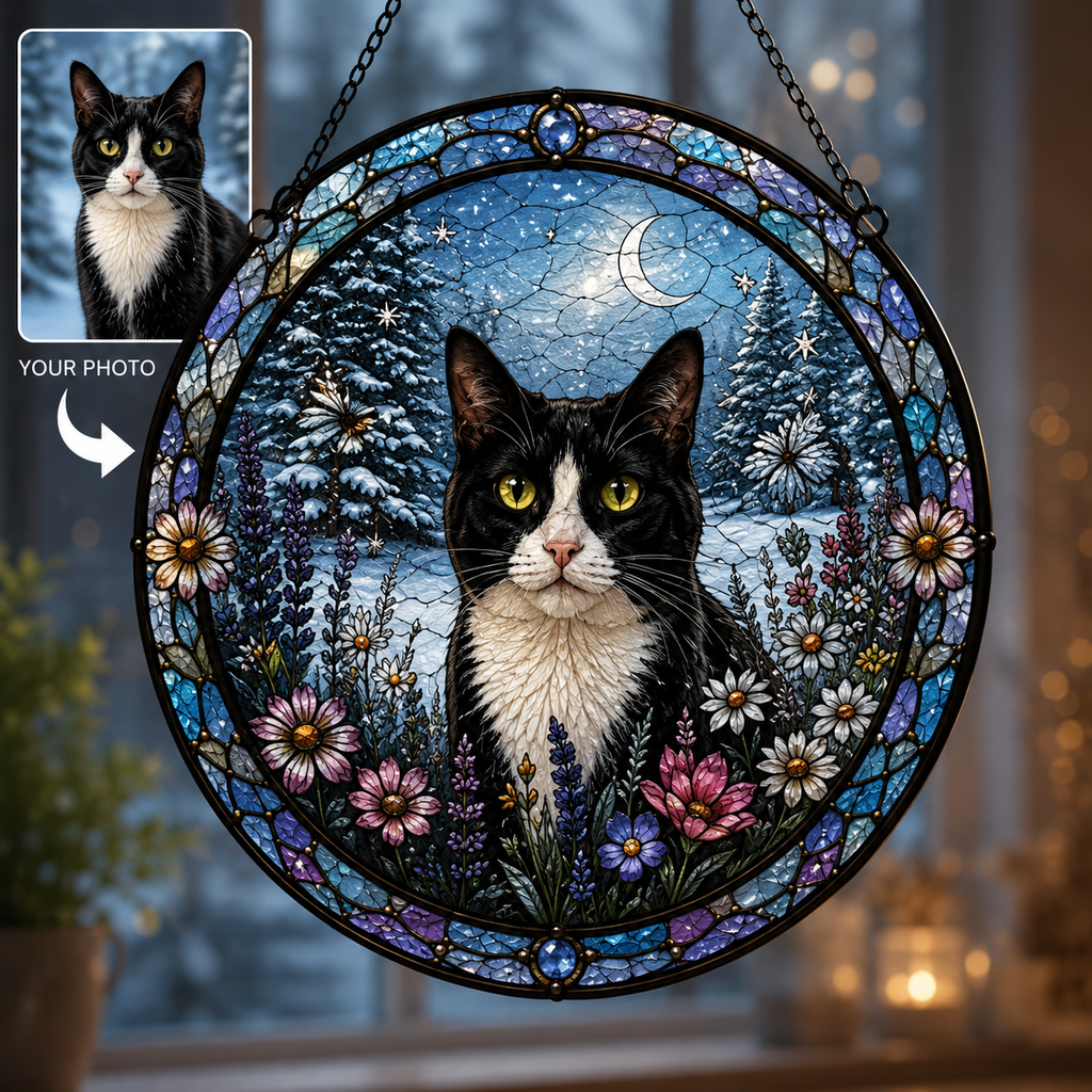 Custom Pet Portrait Stained Glass Suncatcher