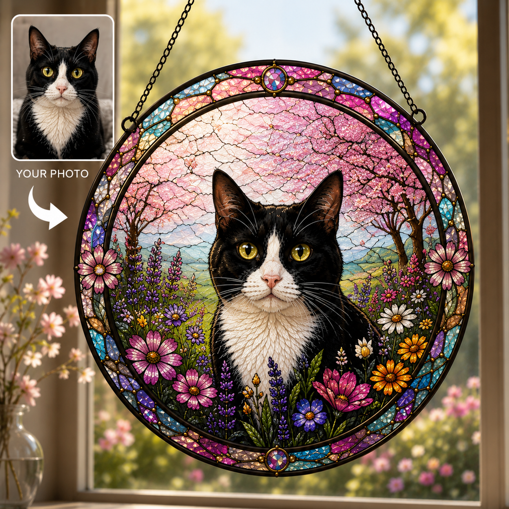 Custom Pet Portrait Stained Glass Suncatcher