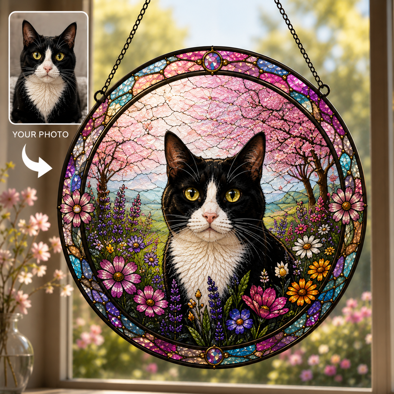 Custom Pet Portrait Stained Glass Suncatcher