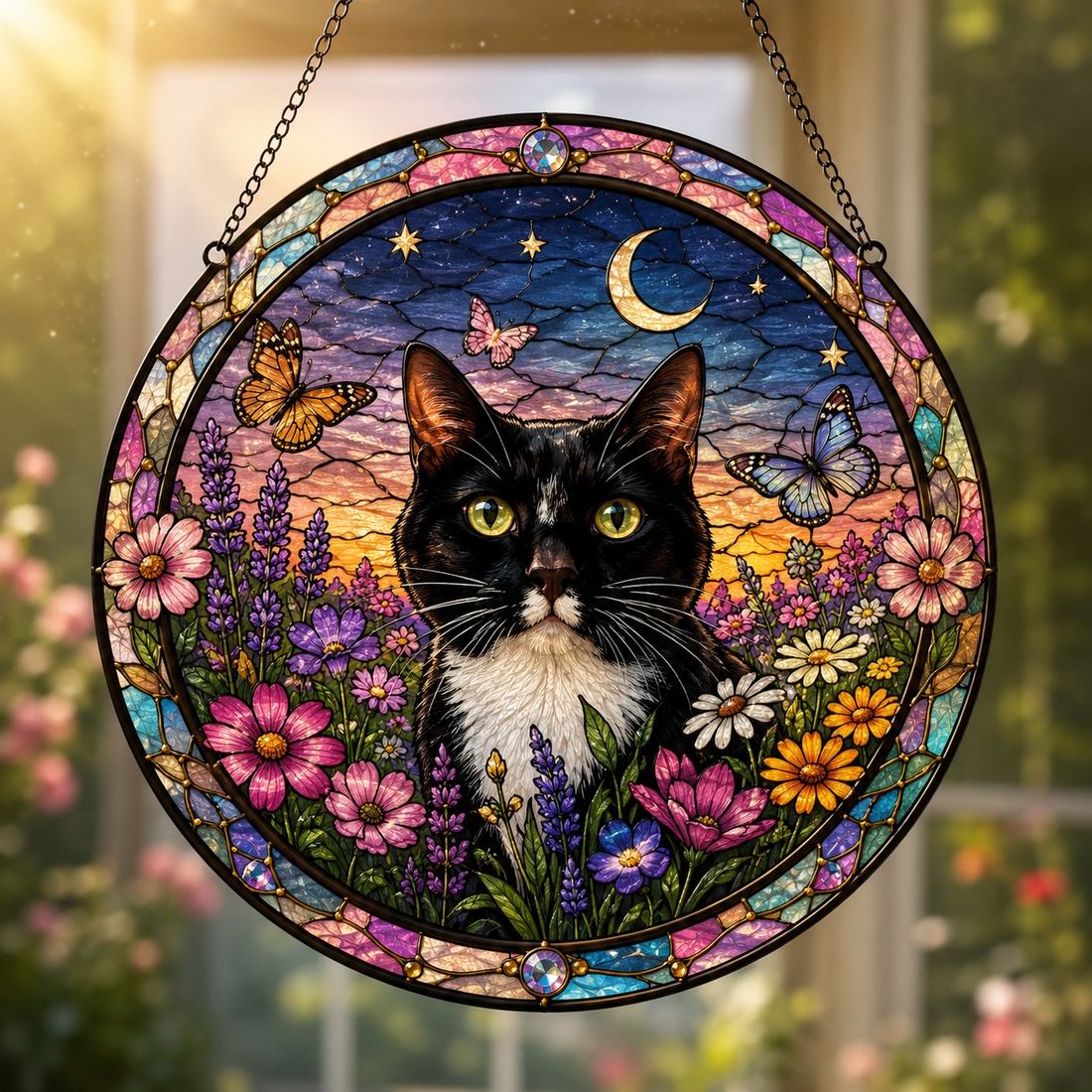 Custom Pet Portrait Stained Glass Suncatcher