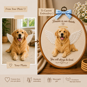 Personalized Embroidery Memorial Pet Portrait in Hoop