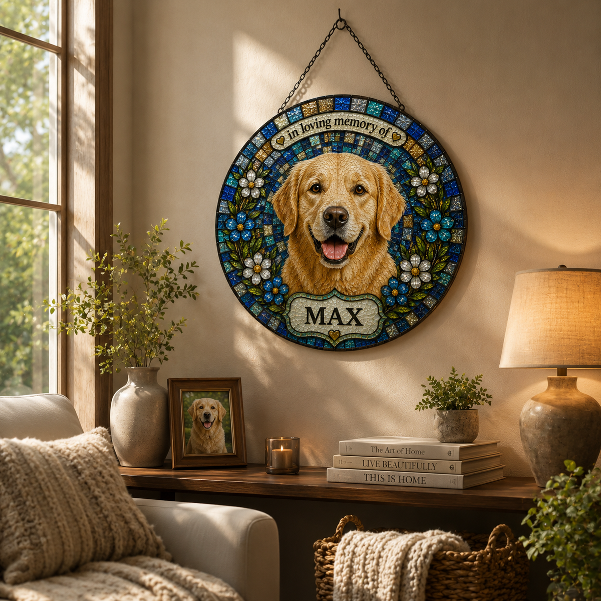 Custom Pet Mosaic Art Portrait Stained Glass Suncatcher