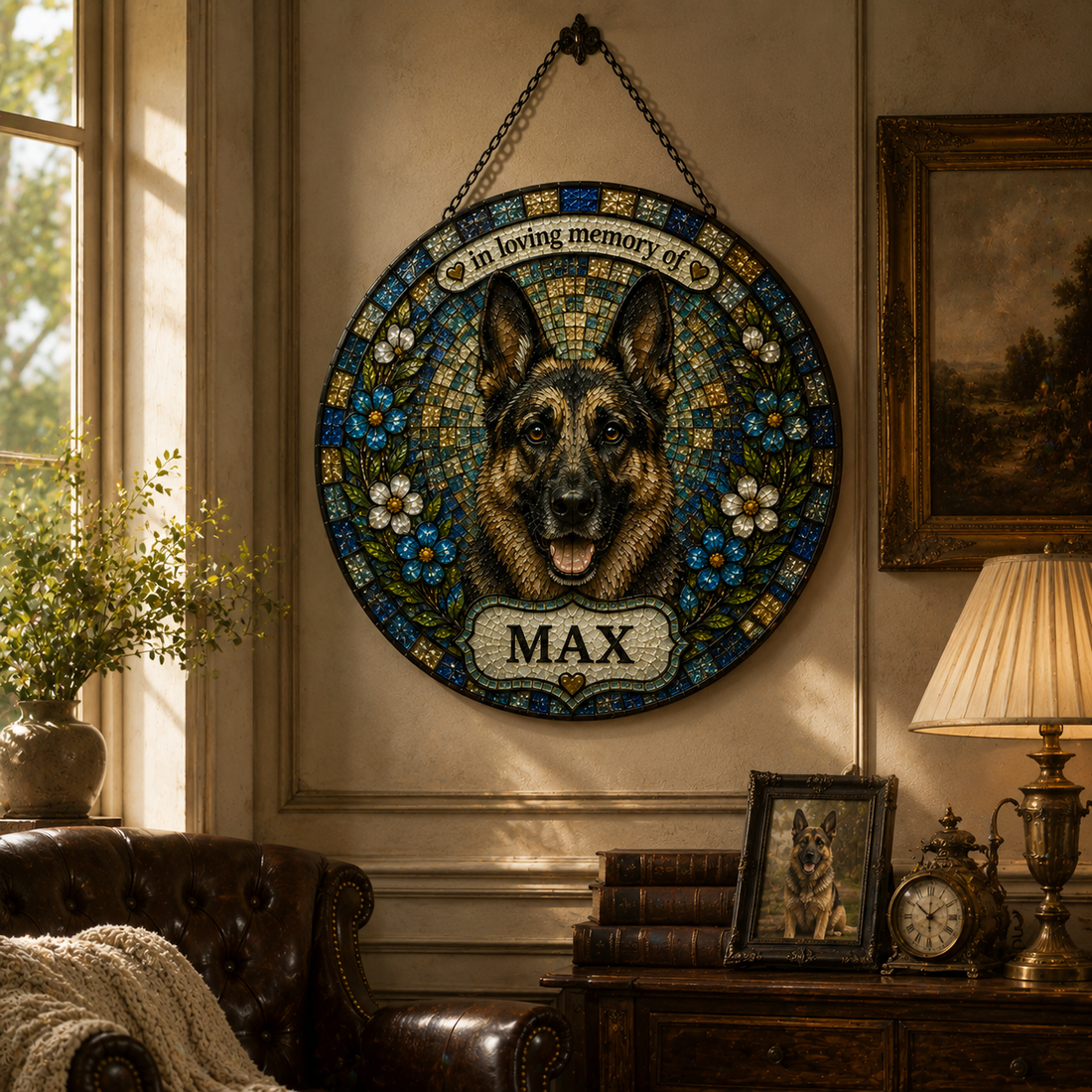 Custom Pet Mosaic Art Portrait Stained Glass Suncatcher