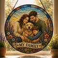Custom Pet Family Artwork Portrait Stained Glass Suncatcher