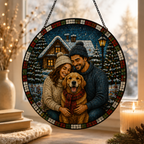 Custom Pet Family Artwork Portrait Stained Glass Suncatcher