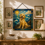 Custom Dog Memorial Art Portrait Stained Glass Suncatcher