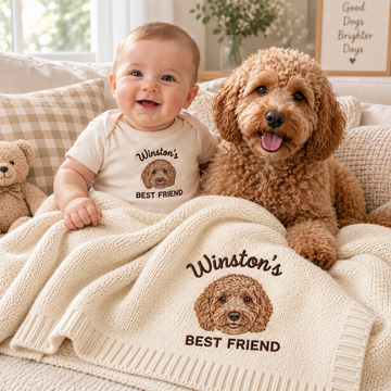 Custom Embroidered Dog Portrait Baby Blanket