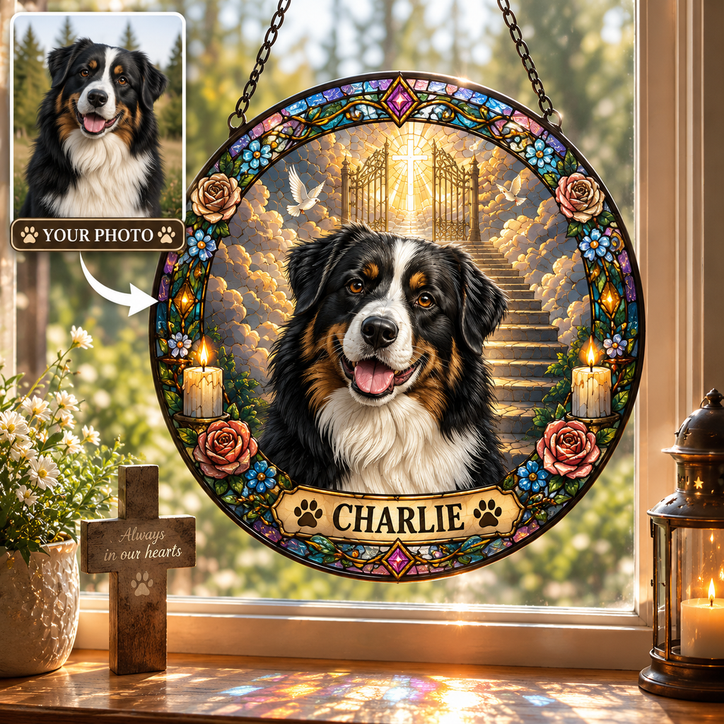 Custom Dog Cat Stained Glass Window Hanging