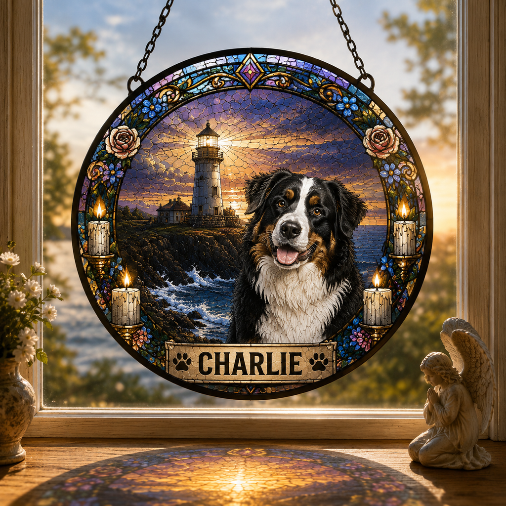 Custom Dog Cat Stained Glass Window Hanging