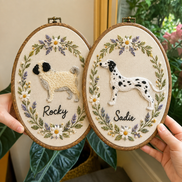 Personalized Dog Embroidery Hoop Art: Custom Pet Portrait
