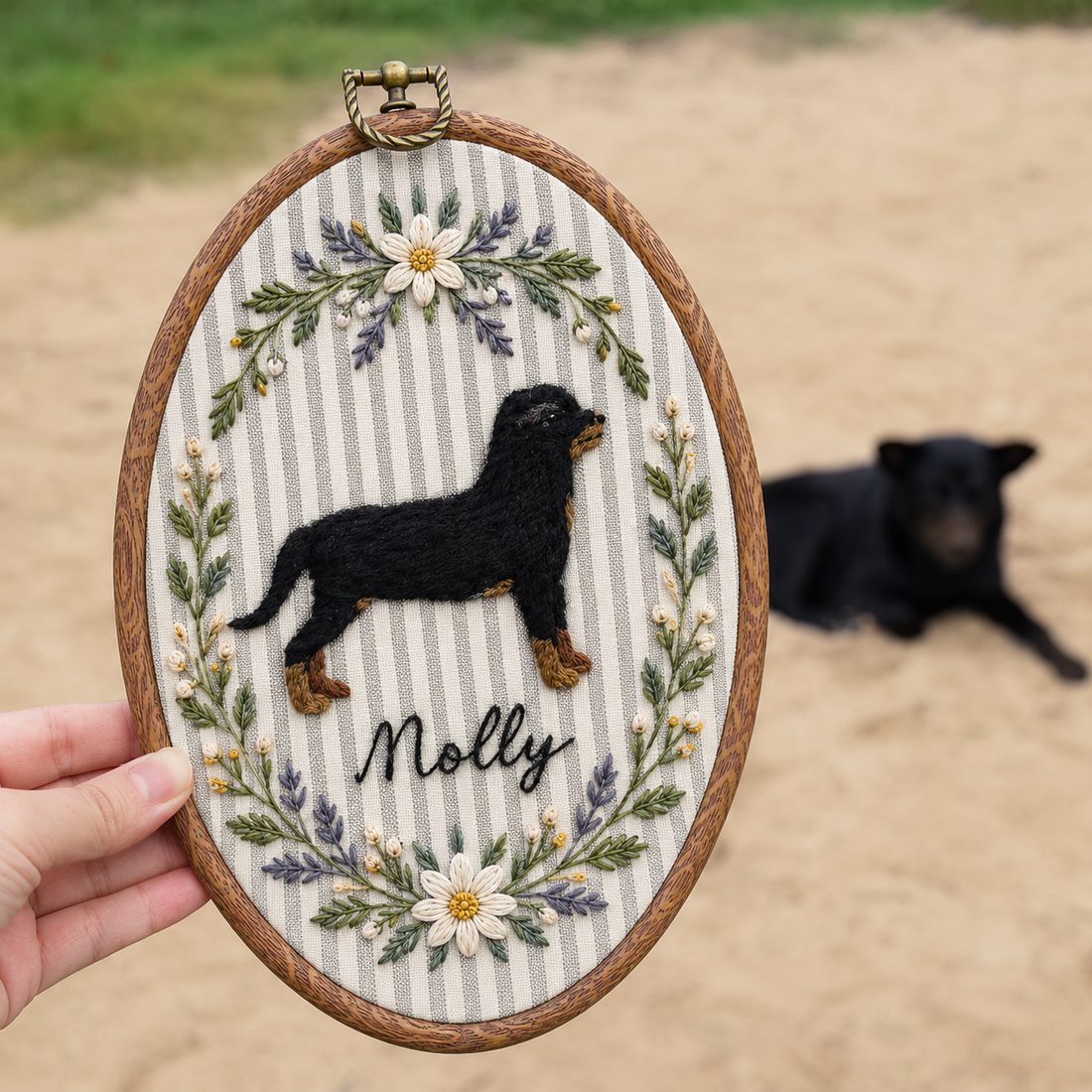 Personalized Dog Embroidery Hoop Art: Custom Pet Portrait