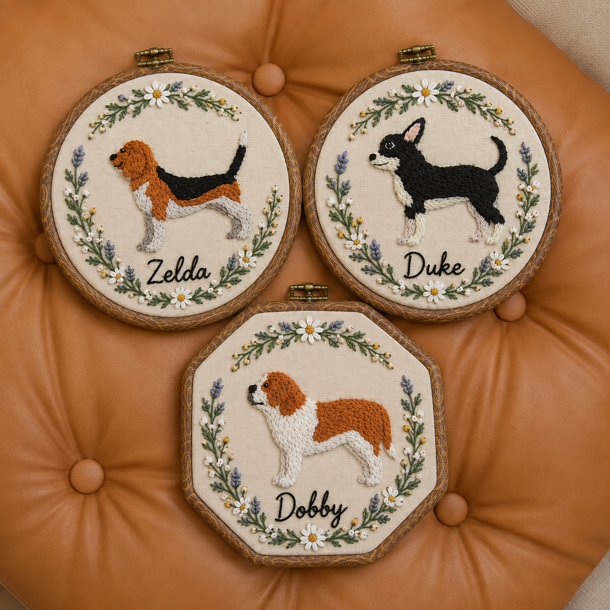Personalized Dog Embroidery Hoop Art: Custom Pet Portrait
