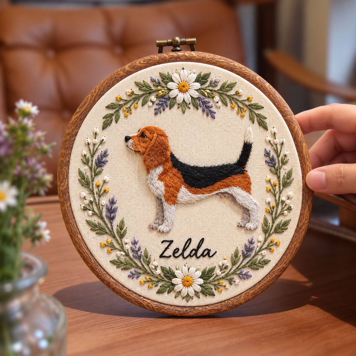 Personalized Dog Embroidery Hoop Art: Custom Pet Portrait