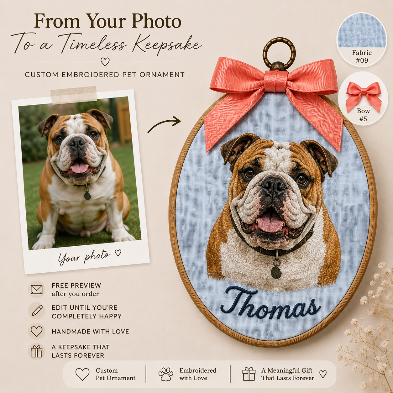 Custom Pet Embroidery Hoop