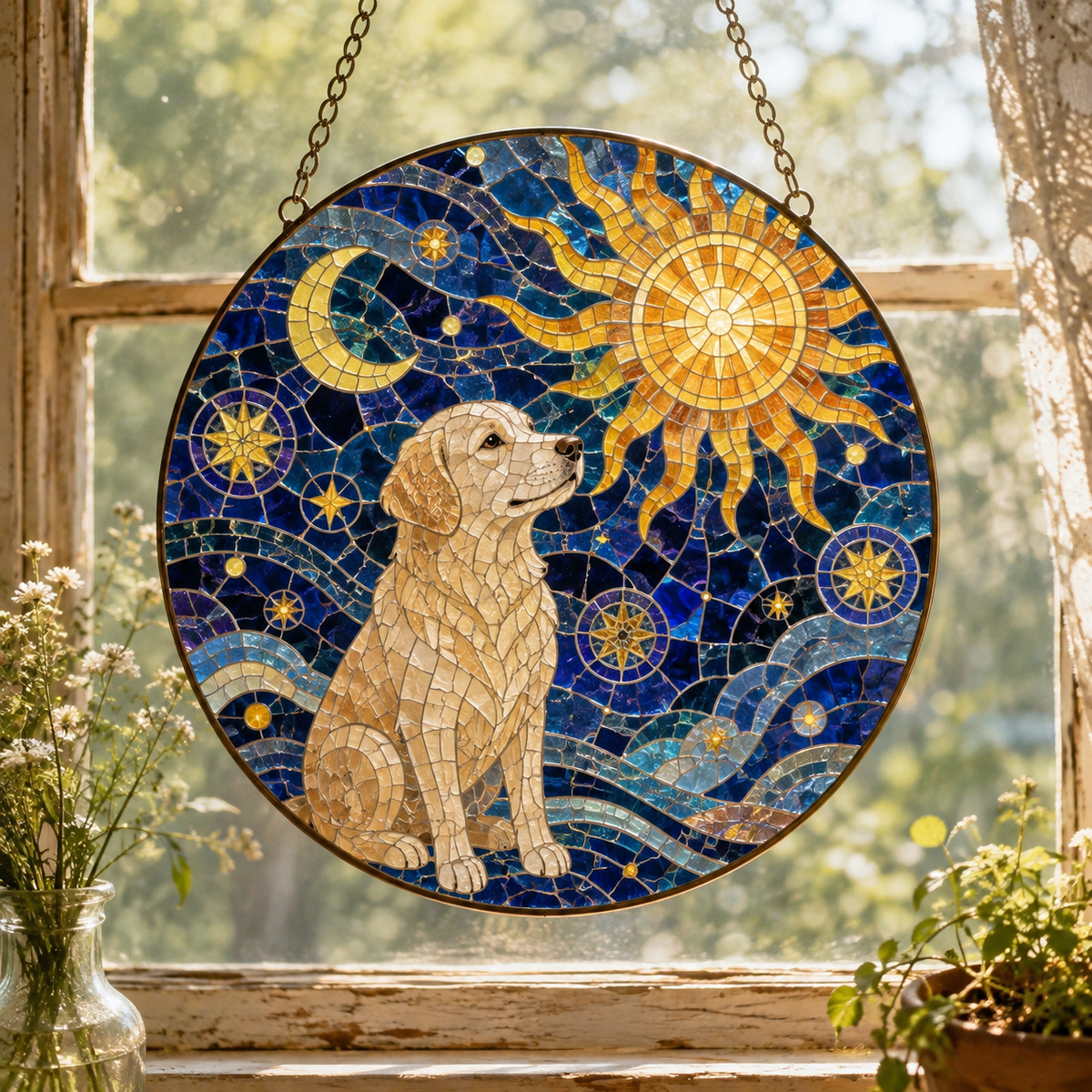 Custom Dog Memorial Mosaic Art Suncatcher