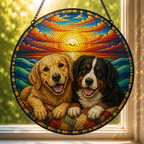 Custom Dog Mosaic Art Portrait Stained Glass Suncatcher