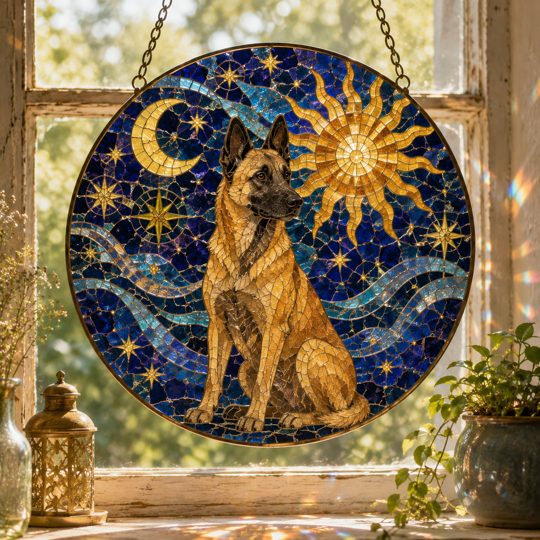 Custom Dog Memorial Mosaic Art Suncatcher