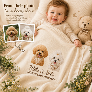 Custom Embroidered Pet Portrait Baby Blanket
