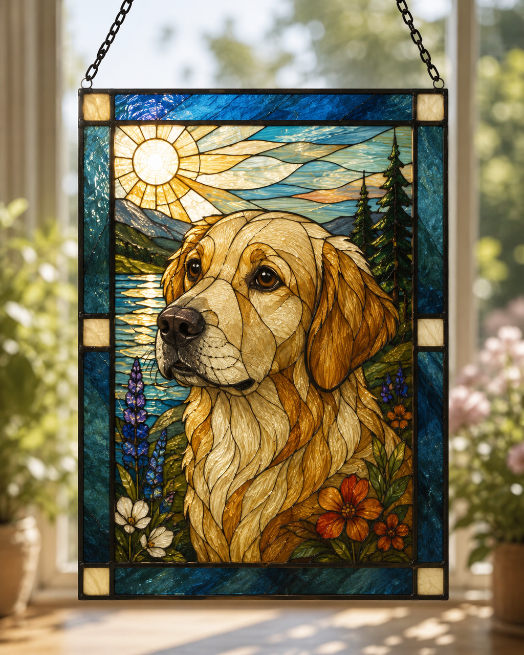 Custom Pet Portrait Stained Glass Suncatcher