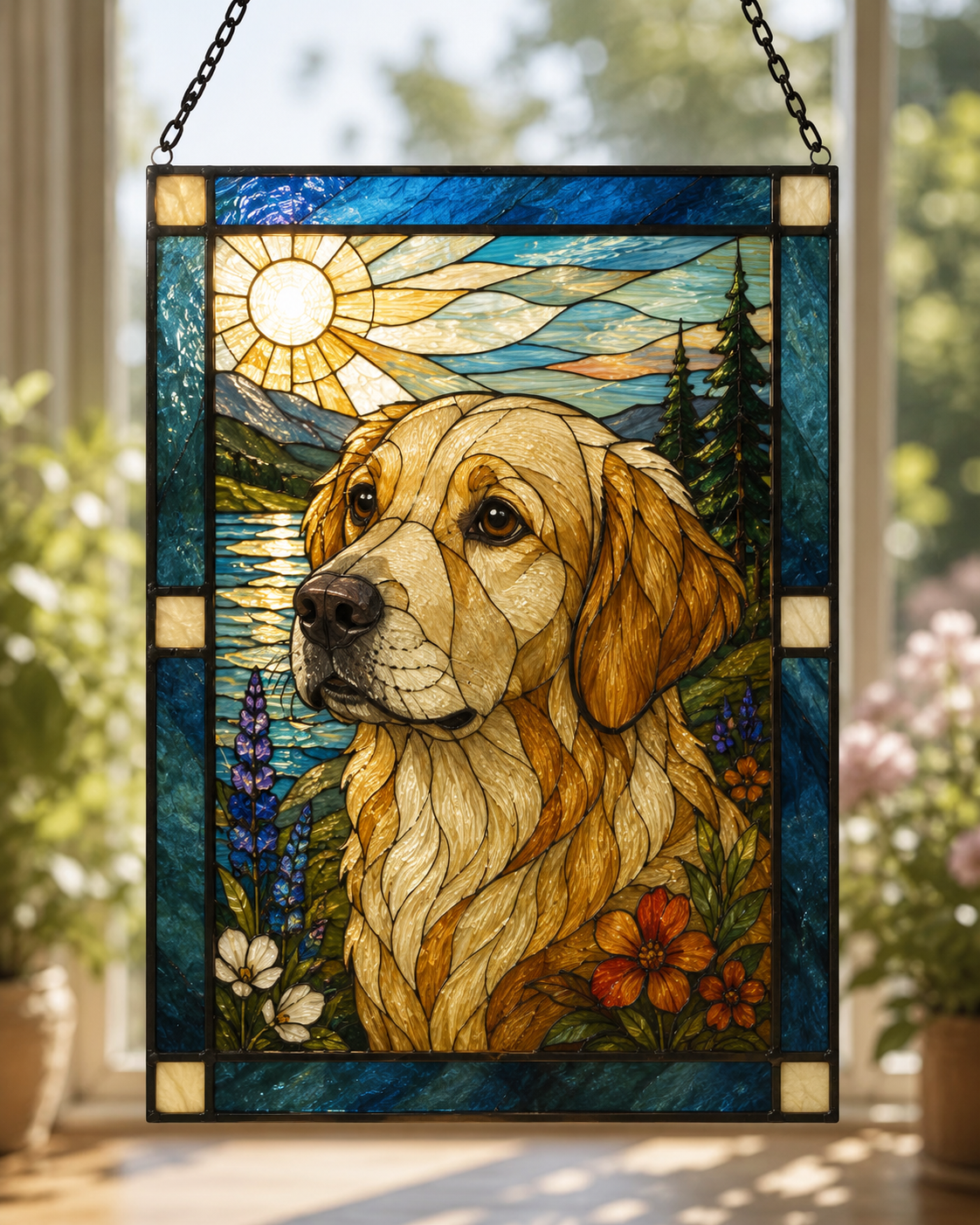 Custom Pet Portrait Stained Glass Suncatcher