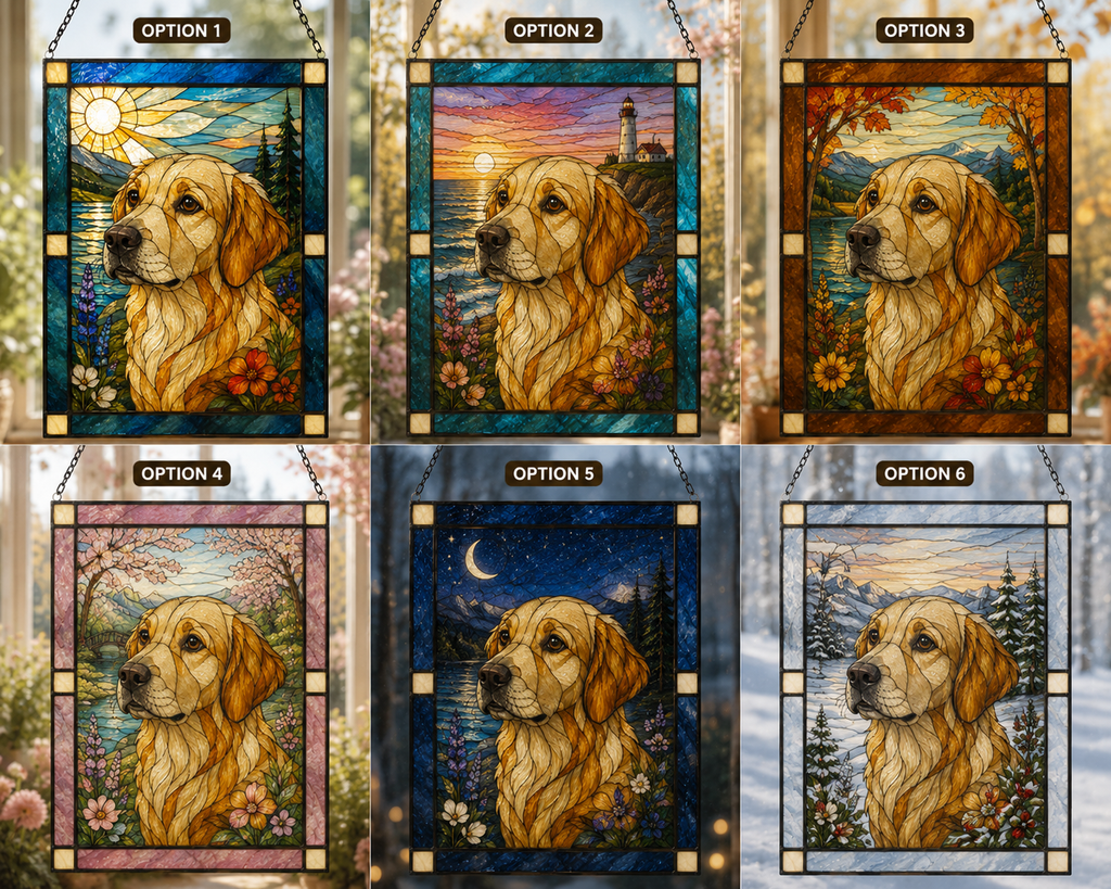 Custom Pet Portrait Stained Glass Suncatcher