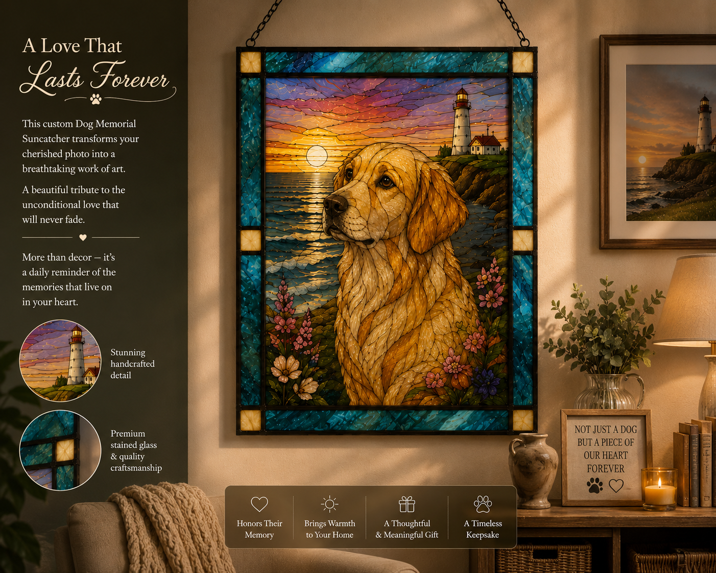 Custom Pet Portrait Stained Glass Suncatcher