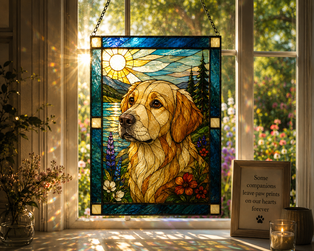 Custom Pet Portrait Stained Glass Suncatcher