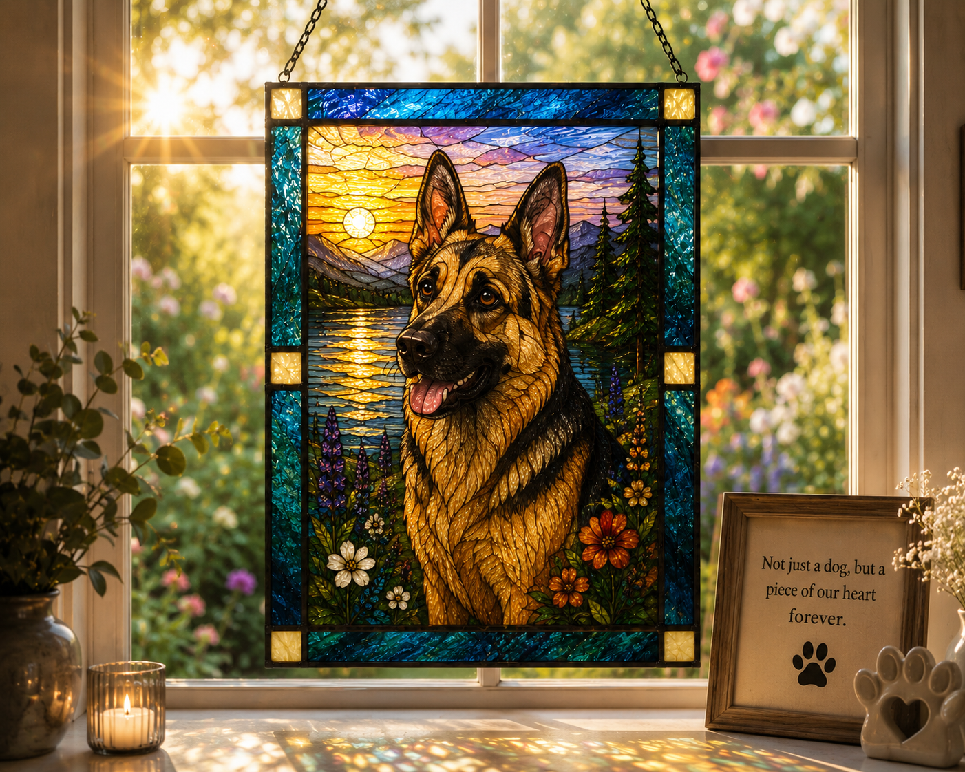 Custom Pet Portrait Stained Glass Suncatcher