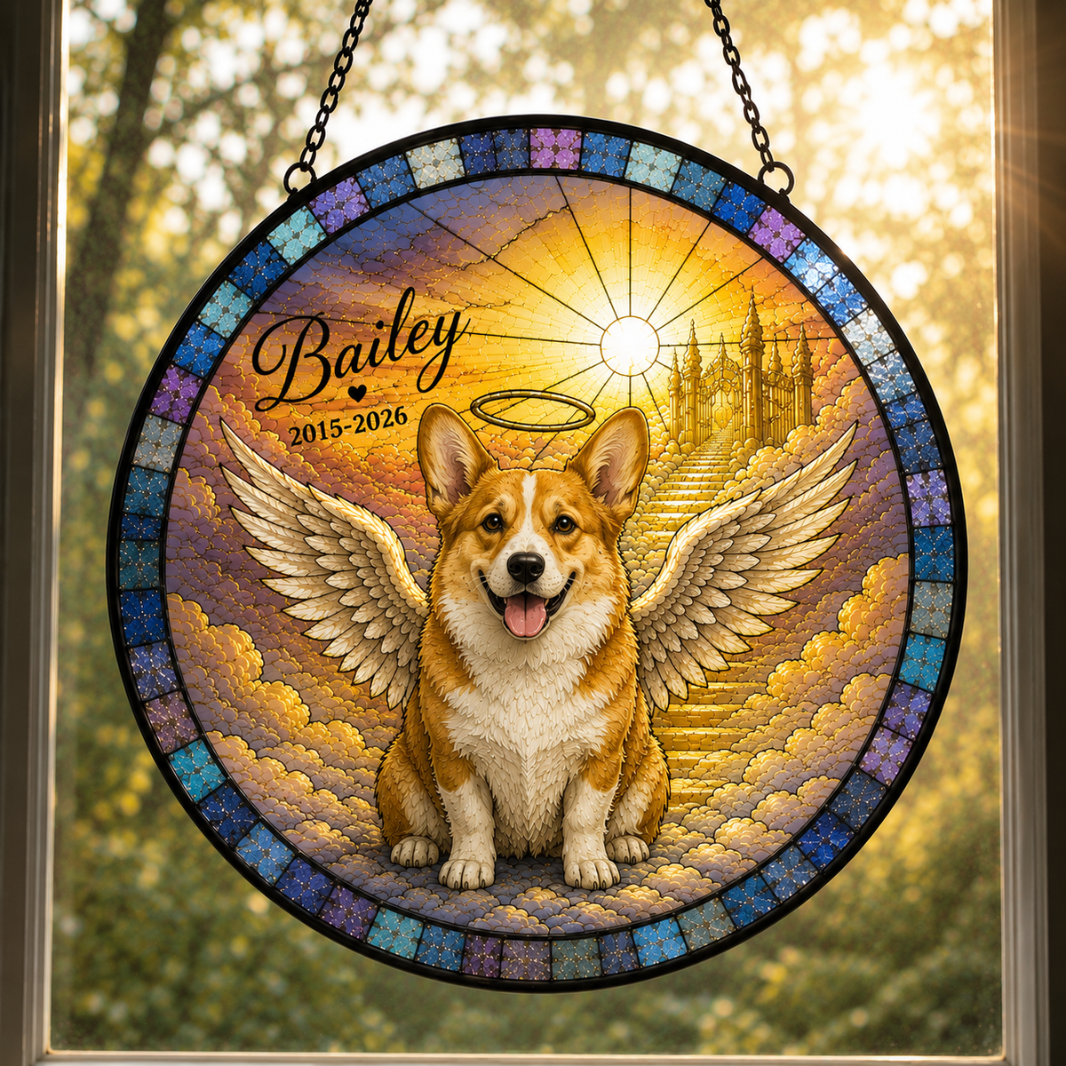 Personalized Pet Portrait Stained Glass Suncatcher