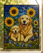 Custom Two Dog Mosaic Art Portrait Stained Glass Suncatcher