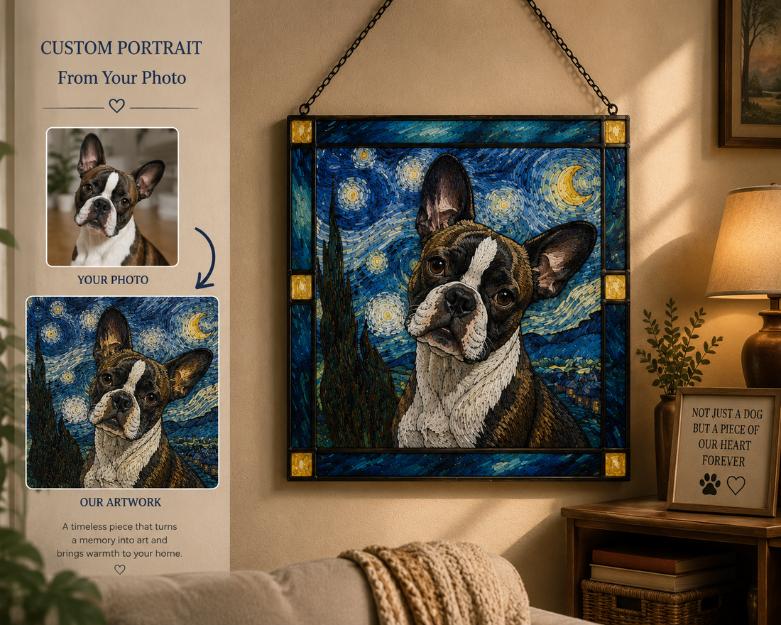 Custom Dog Art Portrait Stained Glass Suncatcher