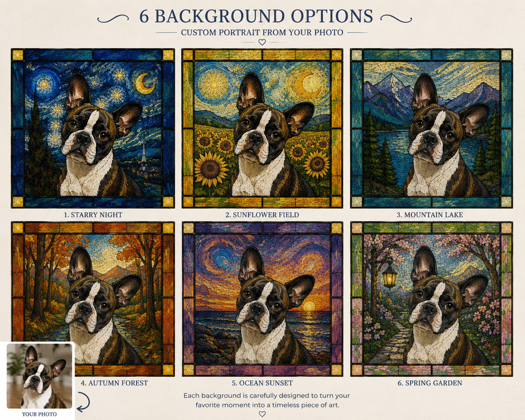 Custom Dog Art Portrait Stained Glass Suncatcher