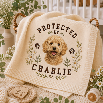 Custom Embroidered Dog Portrait Baby Blanket