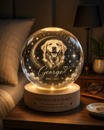 Personalized Pet Portrait Crystal Ball Night Light