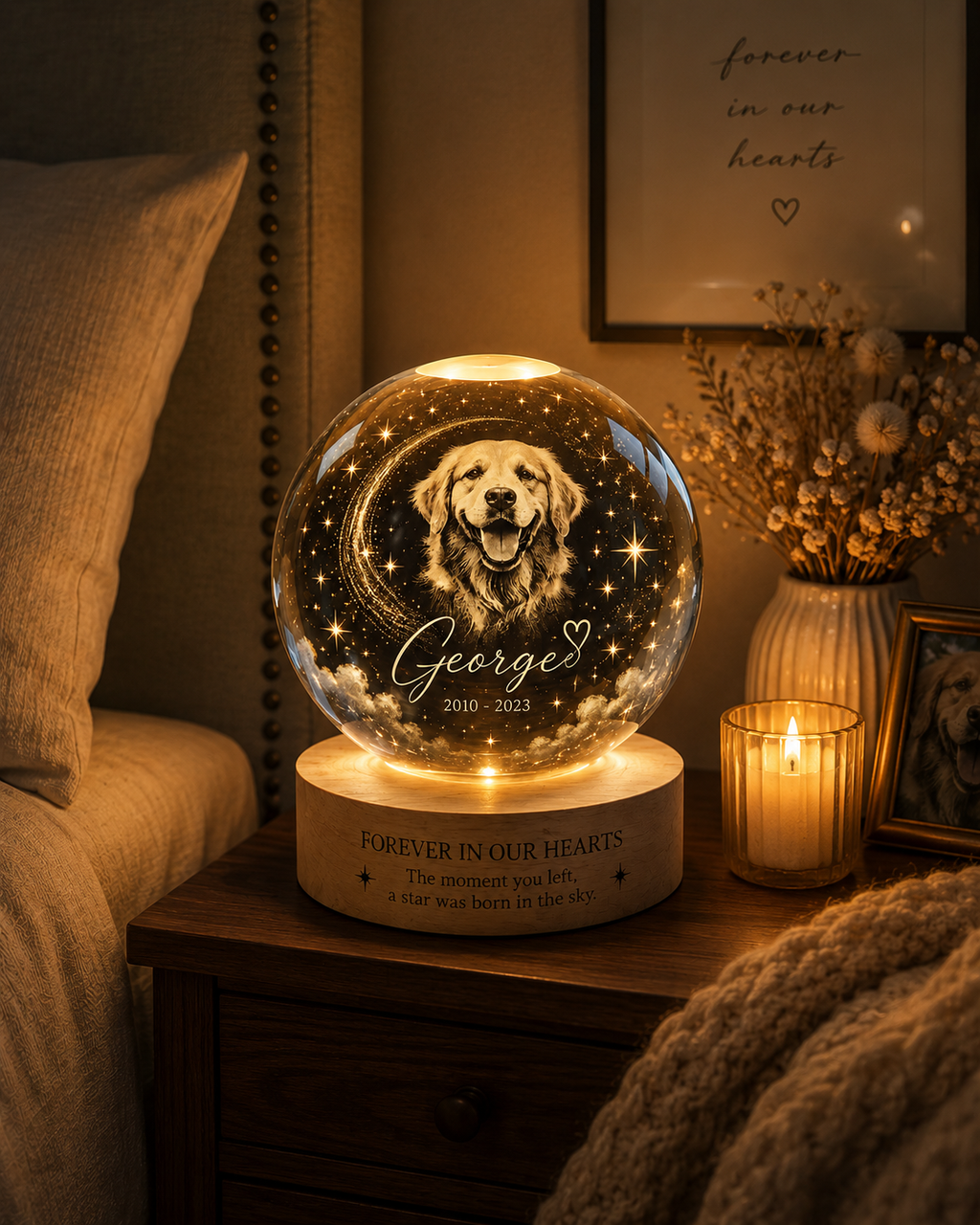 Personalized Pet Portrait Crystal Ball Night Light