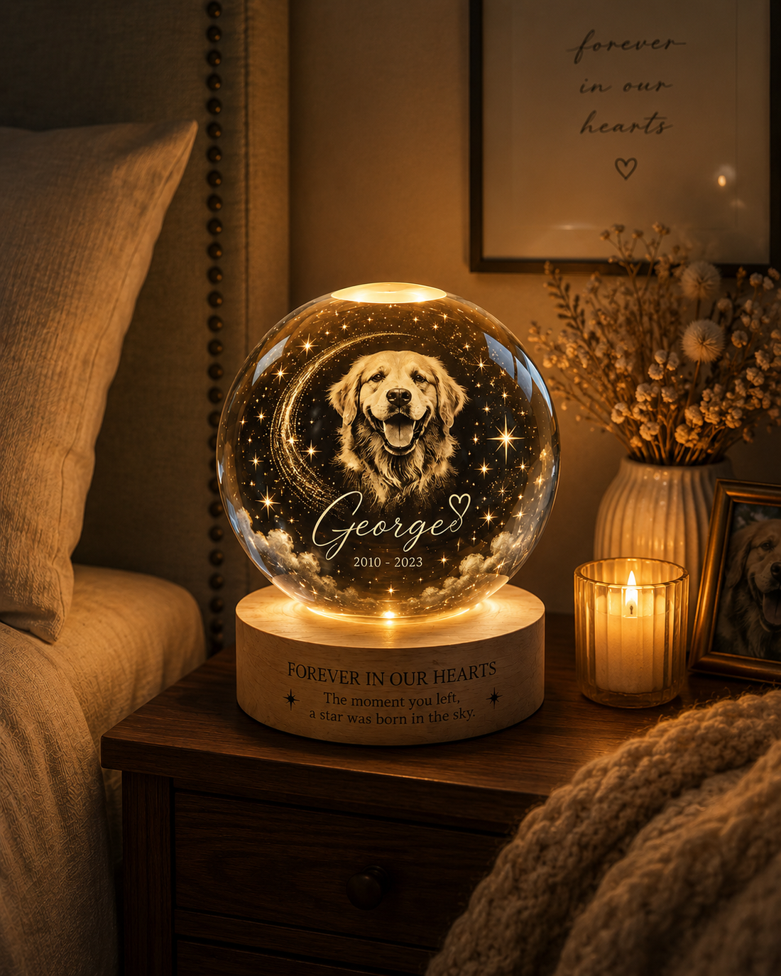 Personalized Pet Portrait Crystal Ball Night Light